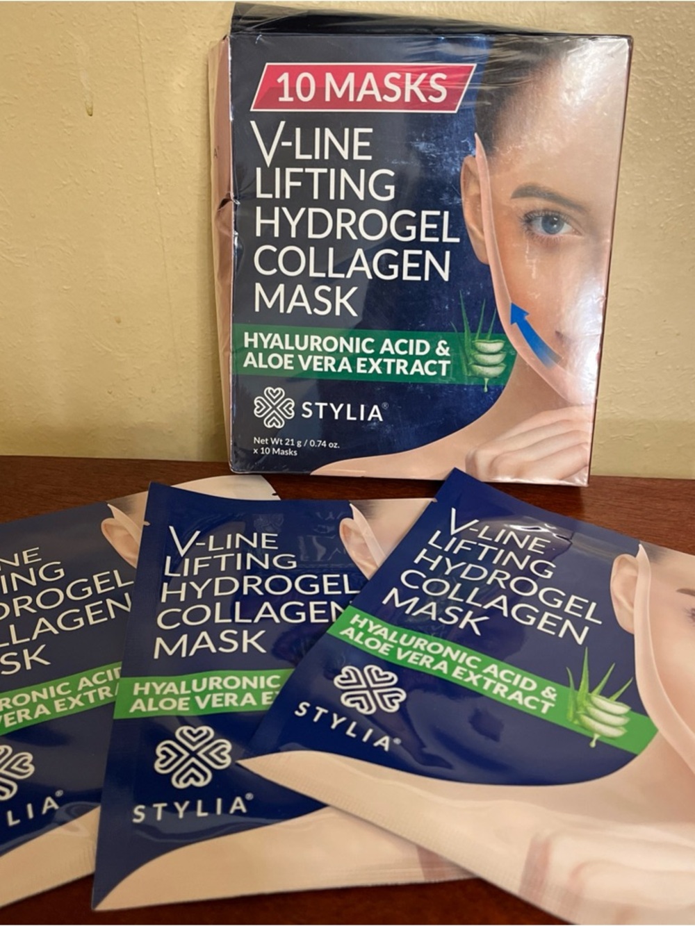 Stylia V-line lifting hydrogel collagen chin masks - lot of 8 masks